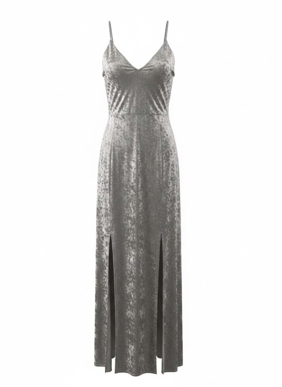Calvin Klein Crushed Velvet V-Neck Maxi Dress